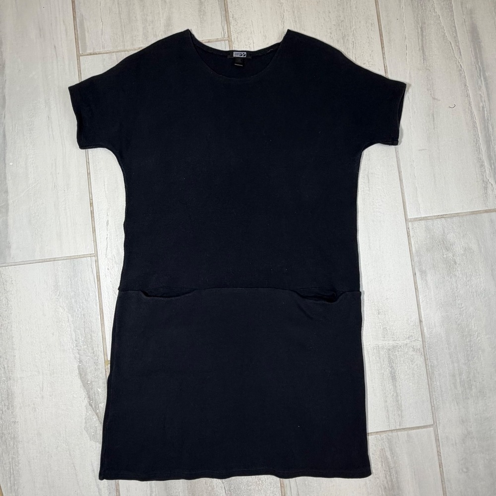 Natalie‎ Busby Black Cotton Spandex Drop Waist Mini Dress with Pockets Womens S